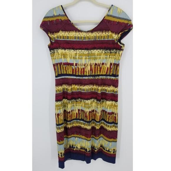 Pendleton Abstract Sheath Dress 10 Cotton Cap Sleeves Scoop Neck Southwestern - Picture 2 of 11